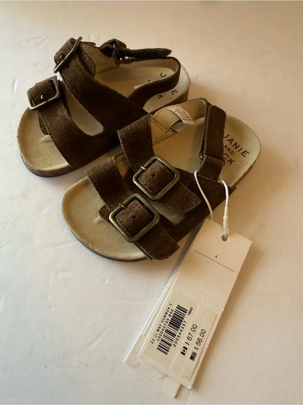 Janie and Jack Brown Suede Kids Buckle Sandals